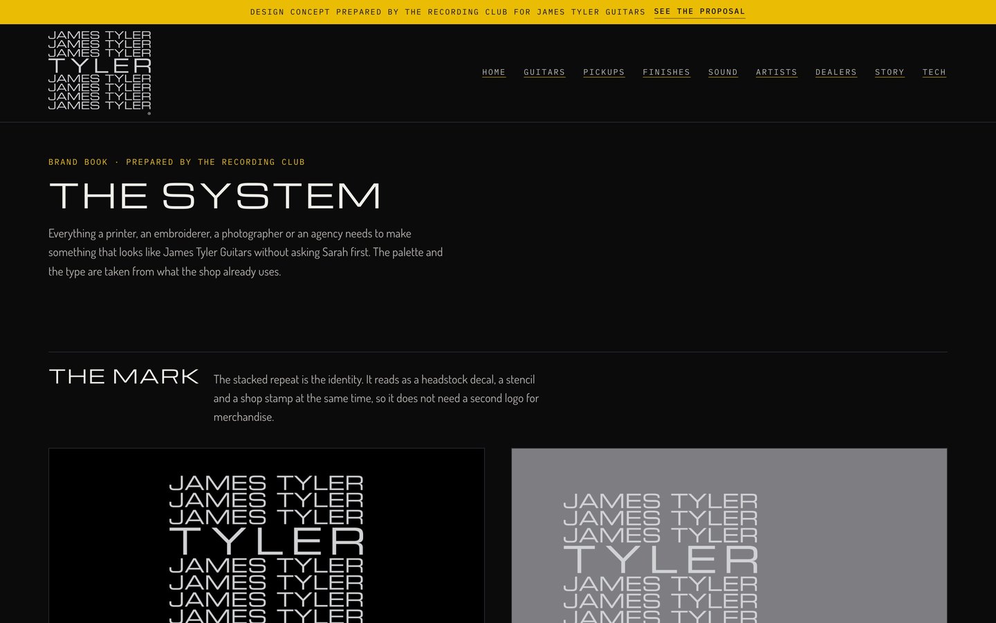 The James Tyler brand book concept